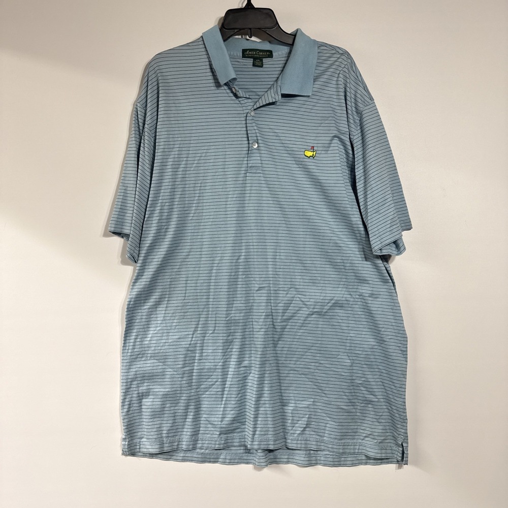 Masters Amen Corner Golf Shirt. Size XXL Pima Cotton Blue Stripe Augusta Hole 12